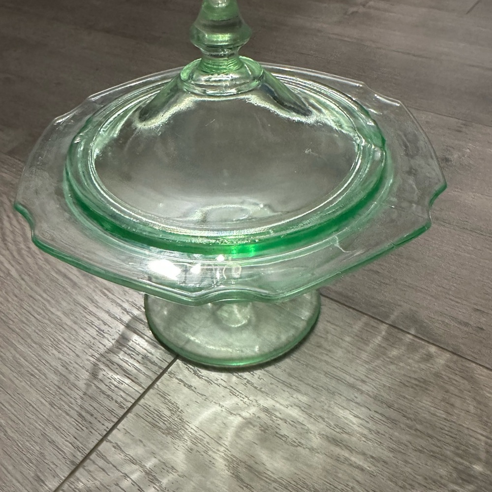Vaseline Glass Candy Dish